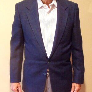 Austin Grey 100% Pure Wool Men's Sports Coat - 40R - Blue with Pattern